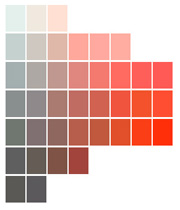 squares of different black and red hues
