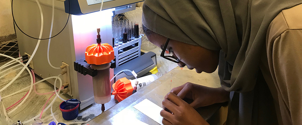 female student working in lab