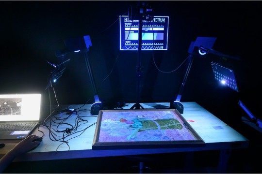 Imaging lab equipment used to examine artwork