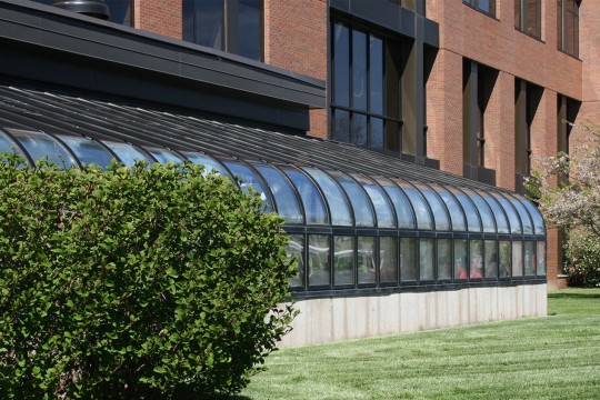 Greenhouse exterior in Thomas H. Gosnell Hall.