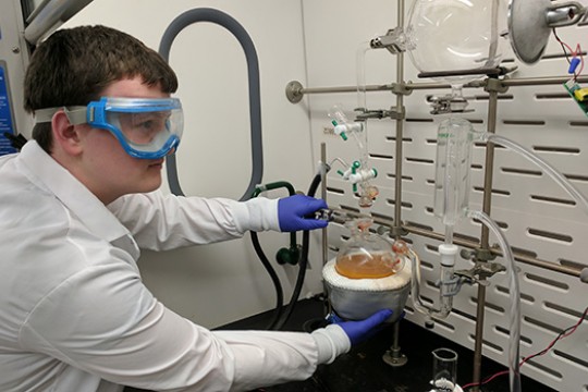 Person running experiment in laboratory