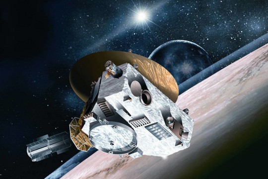 illustration of the New Horizons spacecraft in space.