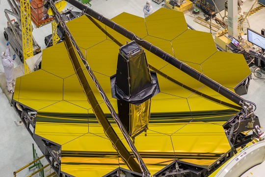 yellow mirrors of the James Webb Space Telescope.