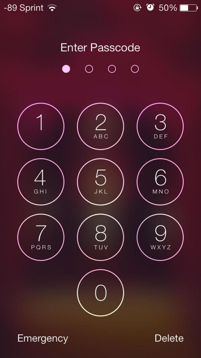 PIN number lock screen