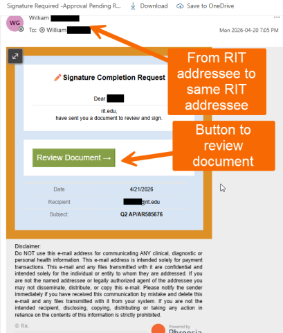 Screenshot of shared document phish