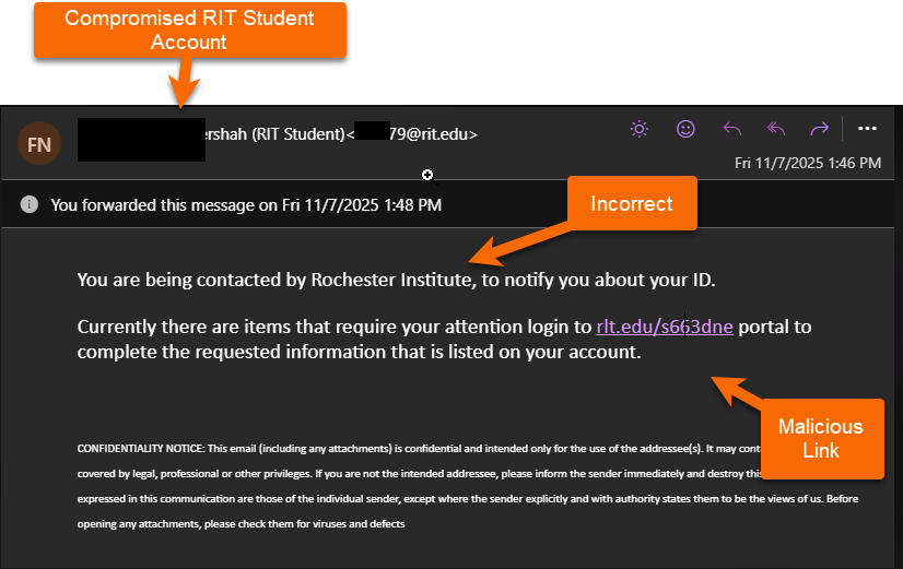 Restriction on your Rochester Institute phish