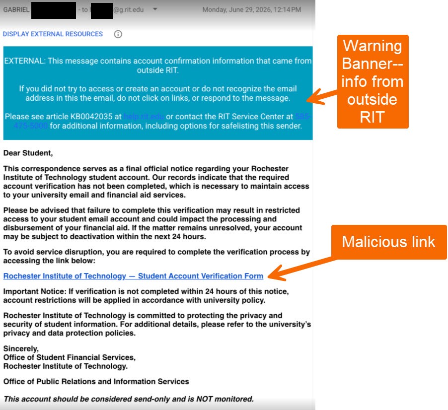Screenshot of phish--final official notice