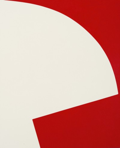 Contemporary Graphic Abstract red and white Painting.