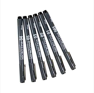 Pack of six Micro-line Pens of various sizes.