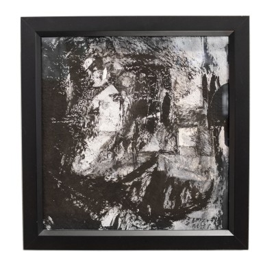 black, white, and light sepia toned mixed media piece