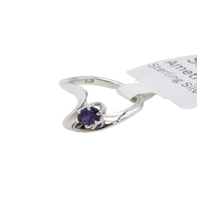 a sterling silver stacker ring with amethyst