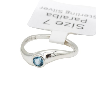 a sterling silver mini twist ring with a paraiba gemstone