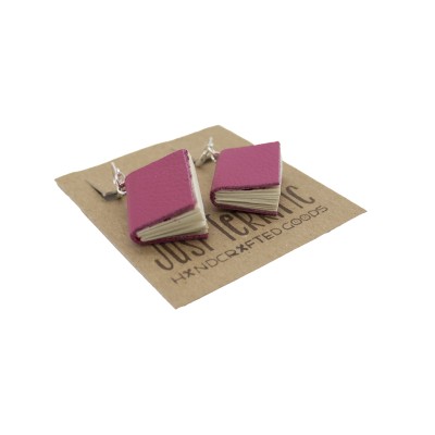 pink book earrings