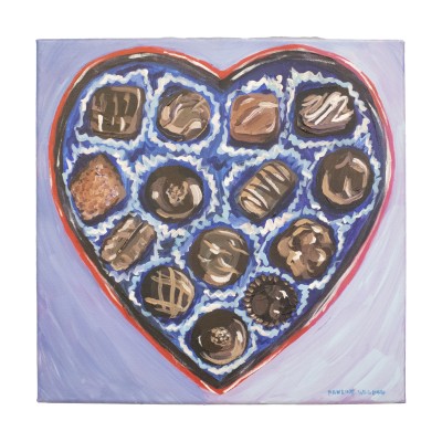 an acrylic painting of a box of chocolates