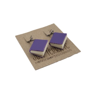 purple book earrings