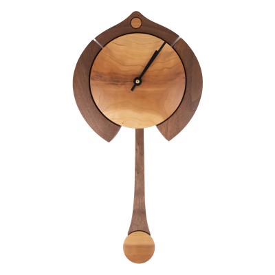 a beautiful walnut and cherry mini pendulum clock