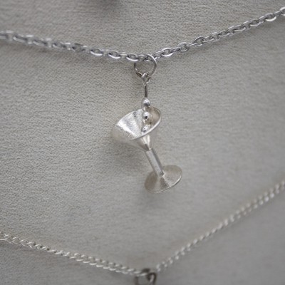 sterling silver steel chain martini necklace