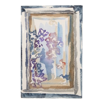 a representational abstraction painted print of flowers