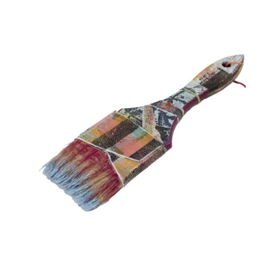 beautiful medium painted brush with blue and magenta bristles