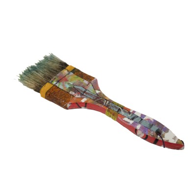 beautiful medium painted brush with green and blue bristles