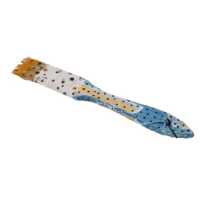 beautiful small painted brush with yellow and blue polka dot bristles
