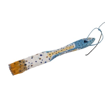 beautiful small painted brush with yellow and blue polka dot bristles
