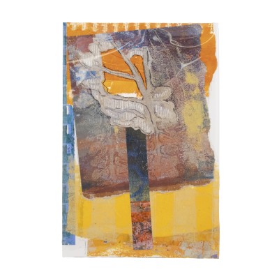 an abstract realism painted print of a tree