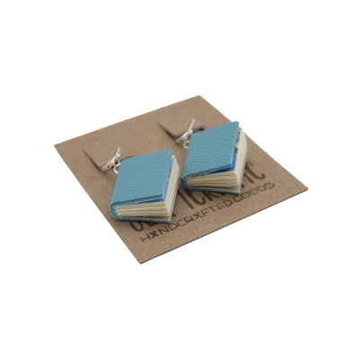 teal book earrings