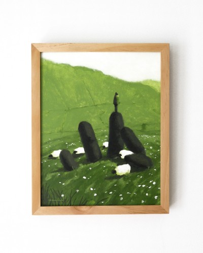 wood framed painting based on a cocktail called 'Tipperary'