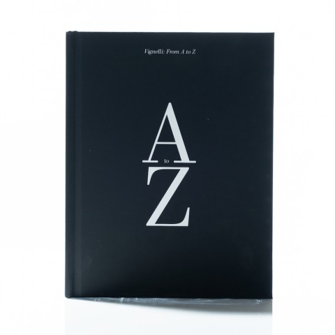 book with black cover and title 'Vignelli: A to Z' with a large letter 'Z' and letter 'A' in a white typeface.