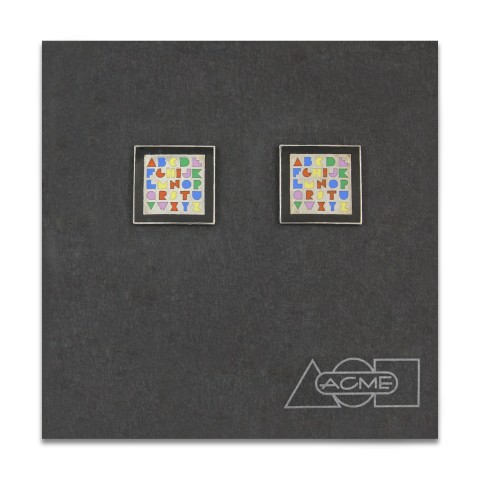 a set of square enamel cufflinks with the alphabet A - Z.