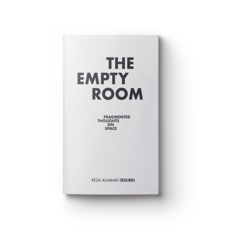White book cover with black text reading "THE EMPTY ROOM"
