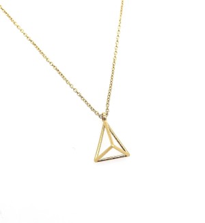 gold Pyramid pendant on a gold chain.