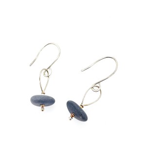 Sterling Silver Earrings with Stone on silver loop.