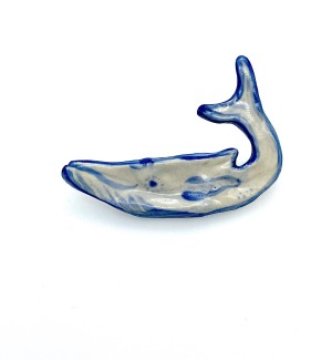 Ceramic hand painted whale pin.