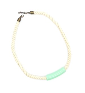 mint green colored Glass tube on a cotton cord Necklace.