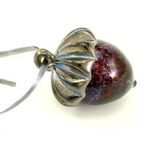 Hand Blown Glass acorn Ornament with loop for hanging.