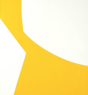 Contemporary Graphic Abstract yellow and white Painting.