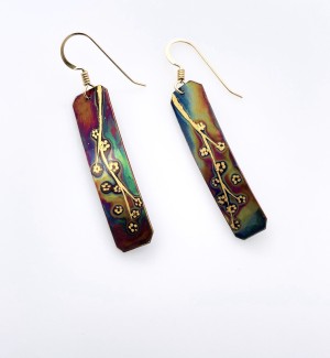 Copper + 23K Gold Earrings 'Blossom'