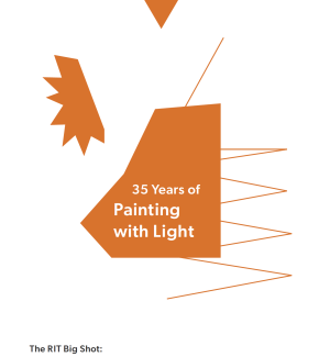 White cover of paperback book '35 Years of Painting with Light' with orange angular grapgic design.
