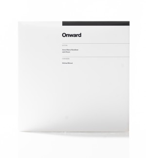 a cover of book 'Onward', a white cover with black type.