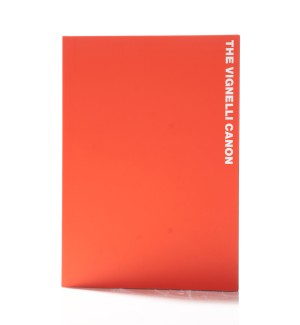 a red book cover with the title 'Vignelli Canon' in white font.
