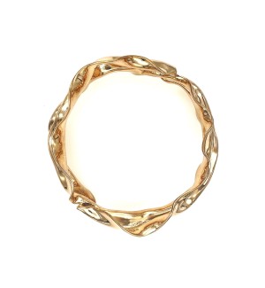 a circular undulating bronze bracelet.