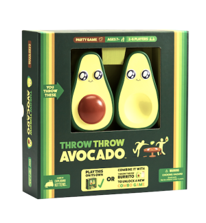 a game box with text 'Throw Throw Avocado' with two green avocados.