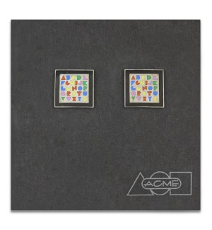 a set of square enamel cufflinks with the alphabet A - Z.