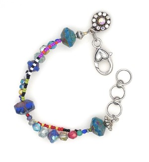 a mixed bead asymetrical bracelet with a small heart charm.
