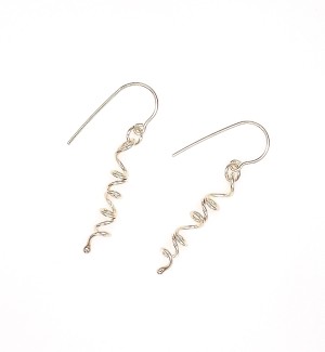 a pair of Sterling silver earrings with a free form spiral shape.