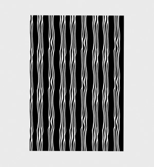 fabric with white wavy stripes on a black background.