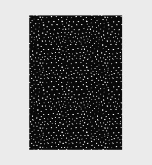 fabric with small white speckles of white on black.