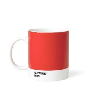 a red ceramic coffee mug